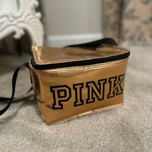 PINK Victoria's Secret Metallic rose Gold Cooler lunch bag
